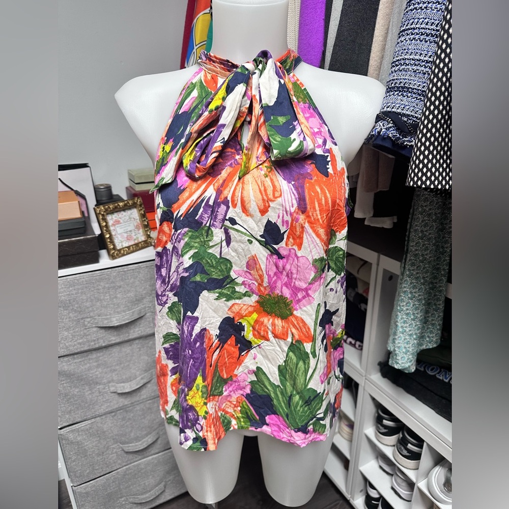 J Crew floral silk top - Picture 2 of 8
